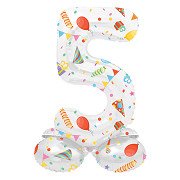 Staande Folieballon Joyful Party Cijfer 5 -72cm
