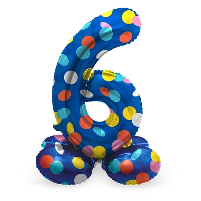 Ballon aluminium debout à pois colorés numéro 6 - 72 cm