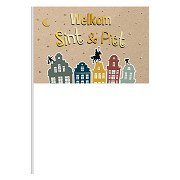 Drapeau ondulant 'Bienvenue Sint & Piet', 30x20cm
