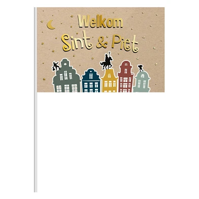 Drapeau ondulant 'Bienvenue Sint & Piet', 30x20cm