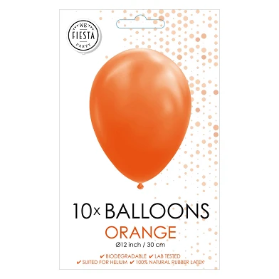 Ballonnen Oranje 30cm, 10st.