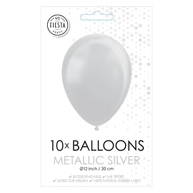 Ballons Argent Métallisé 30cm, 10pcs.