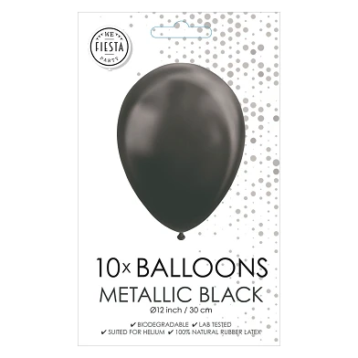 Ballons Métalliques Noir 30cm, 10pcs.