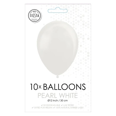 Ballonnen Pearl Wit 30cm, 10st.