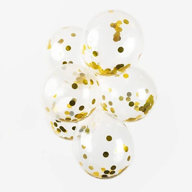 Ballons Confettis Confettis en Papier Or Métallisé 30cm, 6pcs.