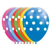 Ballonnen Stippen Mix Kleuren 30cm, 8st.