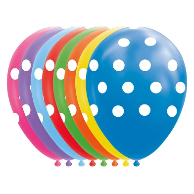Ballons à pois, mélange de couleurs, 30 cm, 8 pièces.