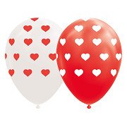 Luftballons Herzen Rot/Weiß 30cm, 8St.