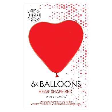 Luftballons Herzballons Rot 30cm, 6 Stück