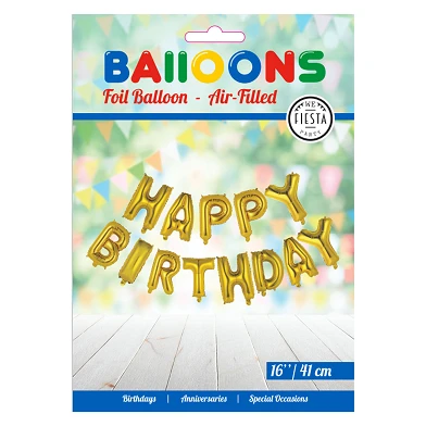 Folieballon Tekst Happy Birthday Goud