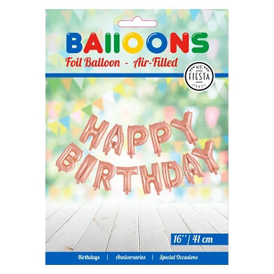 Folieballon Tekst Happy Birthday Rose Goud
