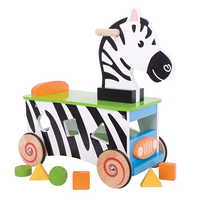 Houten Loop- en Sorteerwagen Zebra