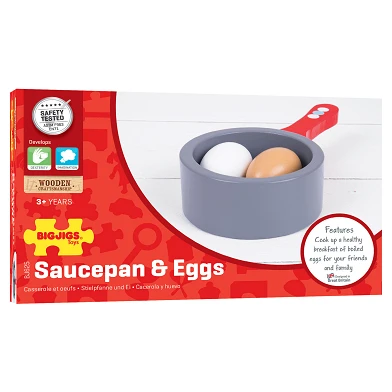 Houten Steelpan met 2 Eieren