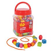 Bigjigs Houten Kralen in Pot, 95dlg.