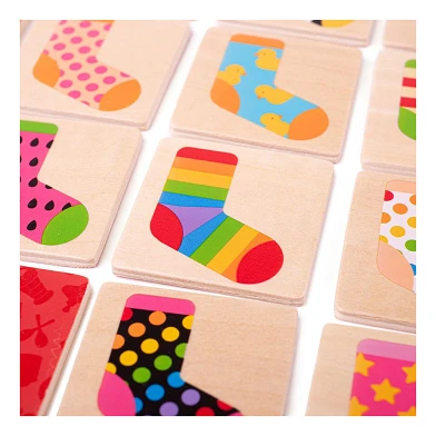 Bigjigs Holz-Memo-Spiel, farbige Socken, 32 Stück.