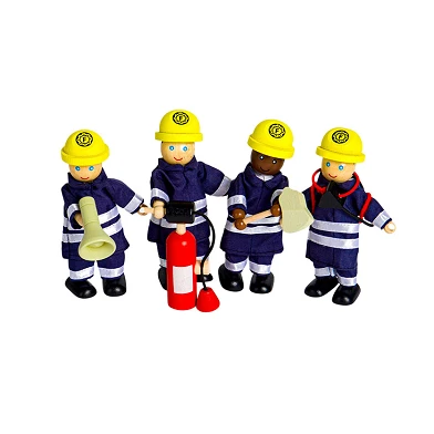 Tidlo Puppenhaus-Puppen aus Holz, Feuerwehrleute, 4-tlg.
