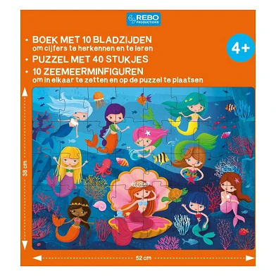 Boek, Puzzel + 10 Figuren - Zeemeermin
