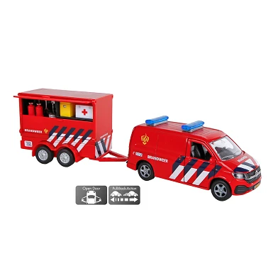 Kids Globe VW Transporter Pompiers avec remorque