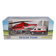 2-Play Die-cast Hulpdienst Ambulance en Helikopter