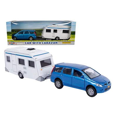 2-Play Die-cast Mitsubishi Auto met Caravan, 29cm