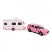 Kids Globe Die-Cast Volvo V70 mit Wohnwagen – Rosa, 30 cm