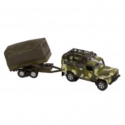 Kids Globe Druckguss Land Rover mit Anhänger Army, 27cm