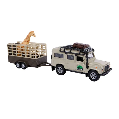 Kids Globe Druckguss-Land Rover mit Giraffen-Anhänger, 29 cm