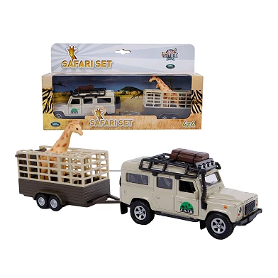 Kids Globe Land Rover moulé sous pression avec remorque girafe, 29 cm