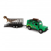 Kids Globe Die-Cast Land Rover mit Dino-Anhänger, 29 cm
