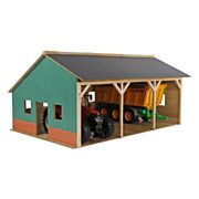 Kids Globe Hangar agricole en bois pour 3 tracteurs, 1:16