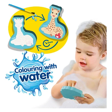 SES Sophie La Girafe Färbung mit Wasser in der Badewanne