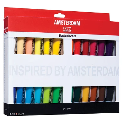 Ensemble standard de peinture acrylique Amsterdam, 24 pièces.