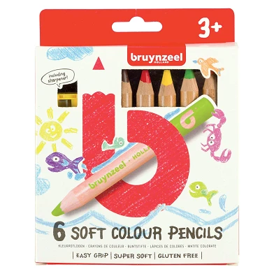 Crayons de couleur doux Bruynzeel Kids, 6 pcs.
