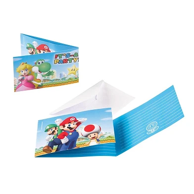 Invitations Super Mario , 8 pièces.