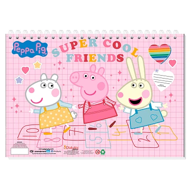 Schetsboek Peppa Pig A4 met Stencils en Stickers
