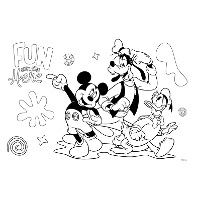 Mickey Mouse Kleurplaten met Stencil en Stickervel