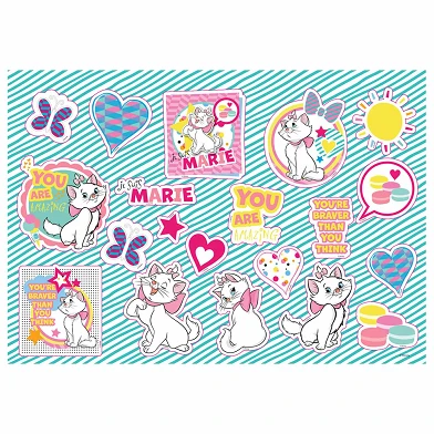 Marie-Katze-Malvorlagen mit Schablone und Stickerbogen