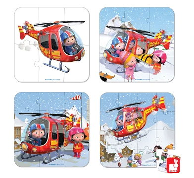 Janod Puzzelkoffer Pierre's helicopter, 4-in-1