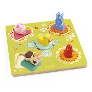 Djeco Houten Noppenpuzzel 3D Boerderijdieren, 5st.
