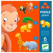 Djeco Safari Animals 6in1 Puzzle XL