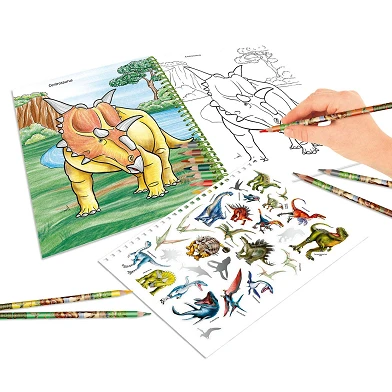 Dino World Malbuch mit Buntstiften