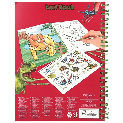 Livre de coloriage Dino World avec crayons de couleur