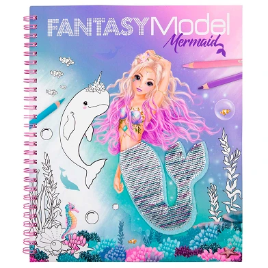 Fantasy-Modell-Malbuch mit Pailletten-Meerjungfrau