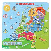 Houten Legpuzzel Landkaart Nederland, 13st.