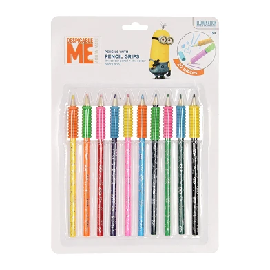 Crayons de couleur en bois Minions avec grip, 10 pcs.