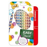 STABILO EASYcolors Crayons de Couleur Gaucher - 12 Pièces + Taille-Crayon
