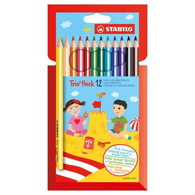 STABILO Trio Thick - Crayons de couleur triangulaires épais - Set 12 Pcs.