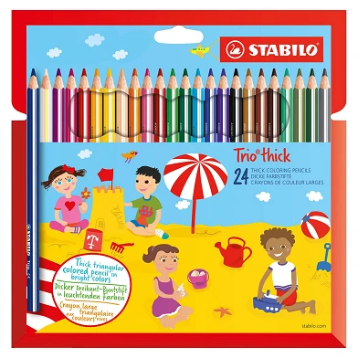 STABILO Trio Thick - Crayons de couleur triangulaires épais - Set 24 pcs.