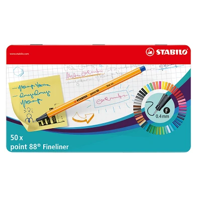 STABILO point 88 - Fineliner - Set Métal Avec 50 Pièces