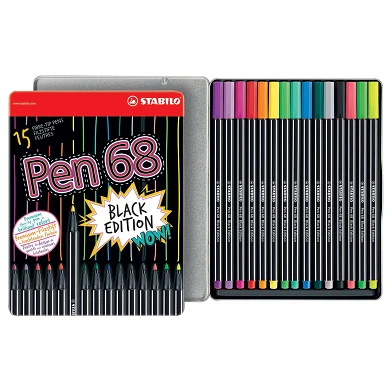STABILO Pen 68 Black Edition, 15 st.